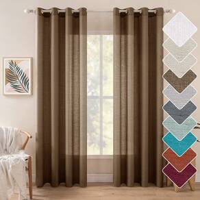 Cortinas MIULEE Faux Linen, chocolate semitransparente, 240 cm, H, 2 painéis