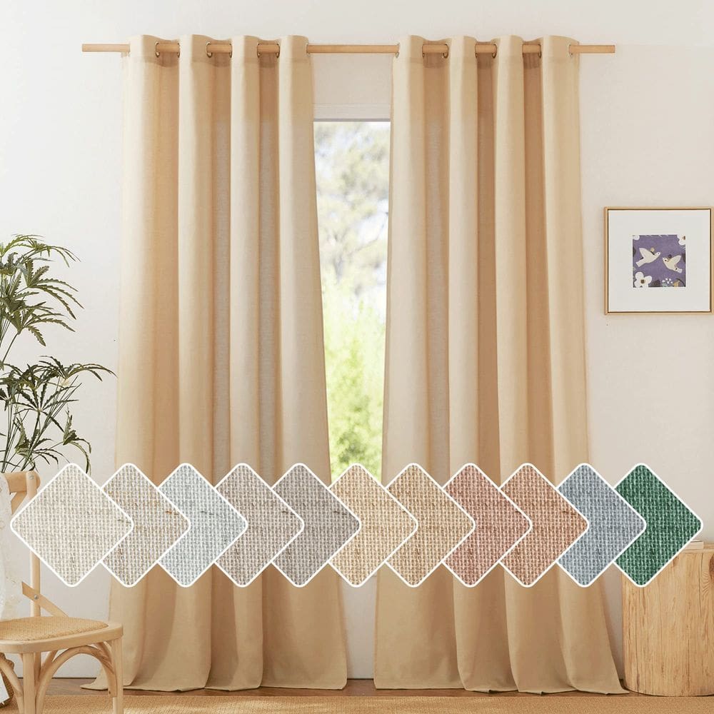 Cortinas NICETOWN, estopa de linho semitransparente, 240x245cm, 2 painéis