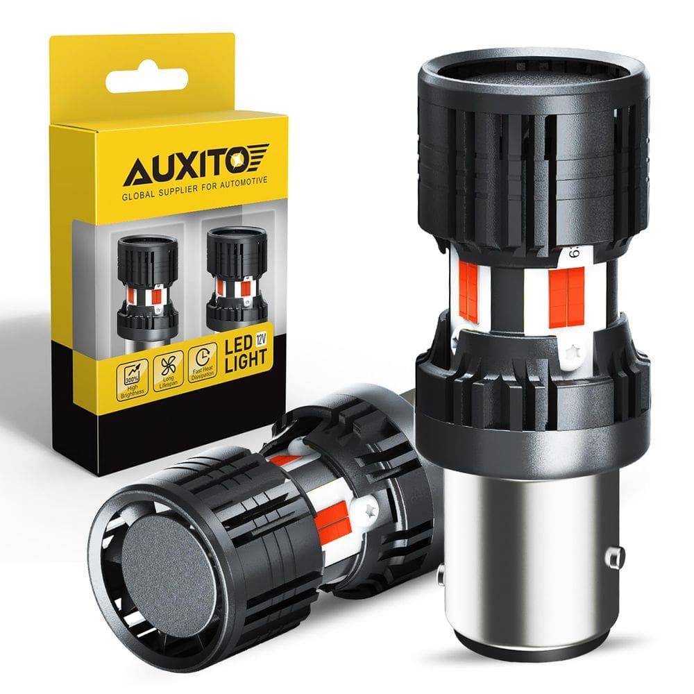 Lâmpadas LED AUXITO CANBUS 1157 vermelhas com resistor de 4000 lm, pacote com 2