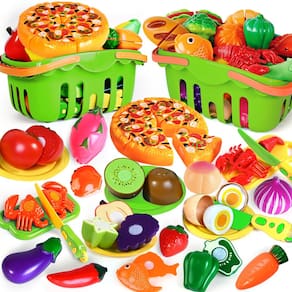 Conjunto de brinquedos Play Food BAODLON 100 unidades com 2 cestas para crianças de 2 a 5 anos