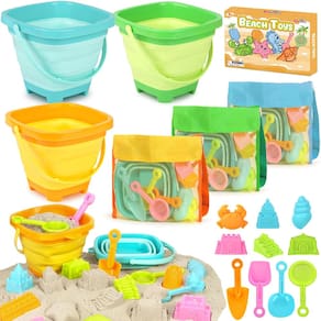 Brinquedos de praia Dreamon para crianças de 3 a 10 anos com 3 baldes e 24 moldes