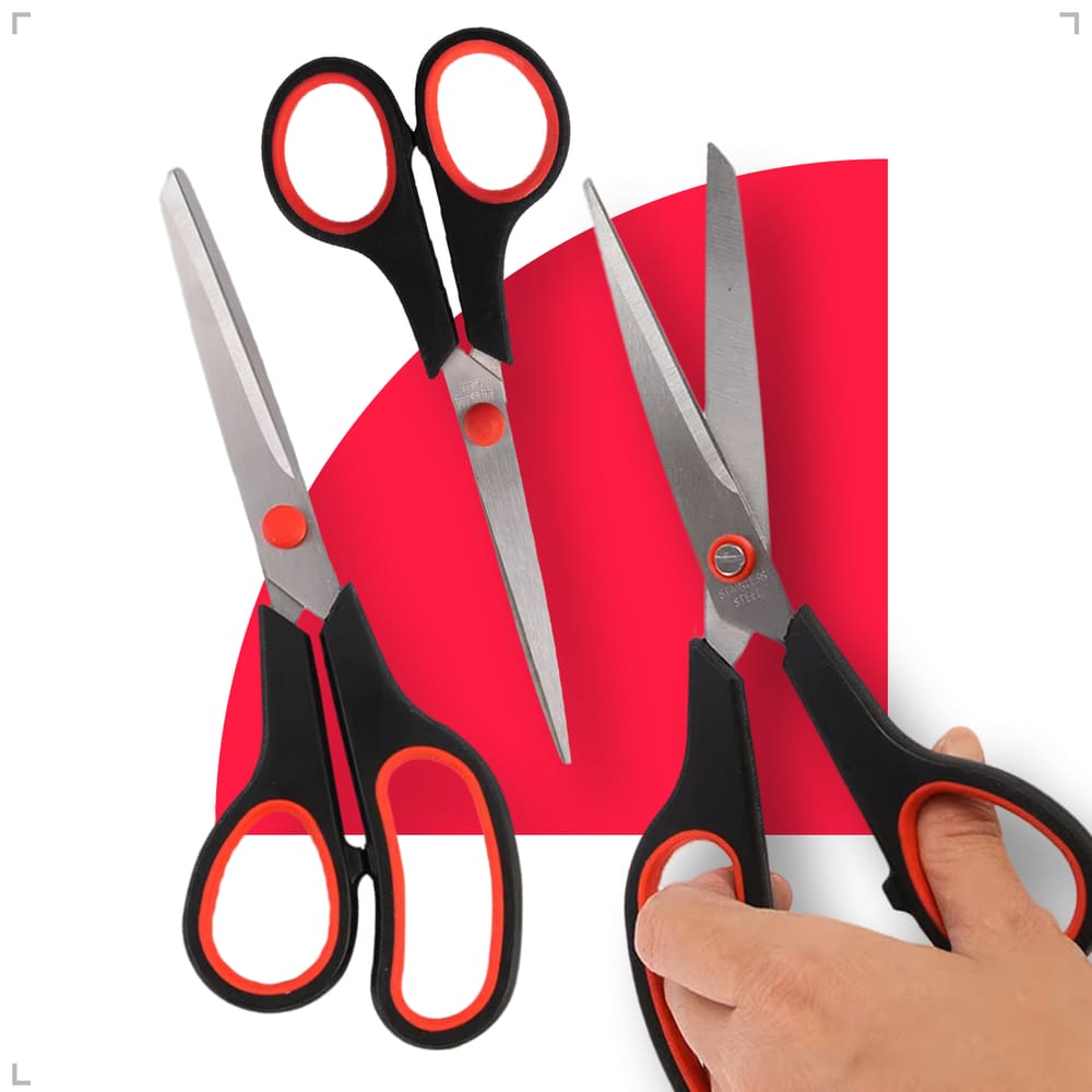 Kit 3 Tesouras Aço Inox Corte Costura Artesanato Domestico e Profissional Multiuso