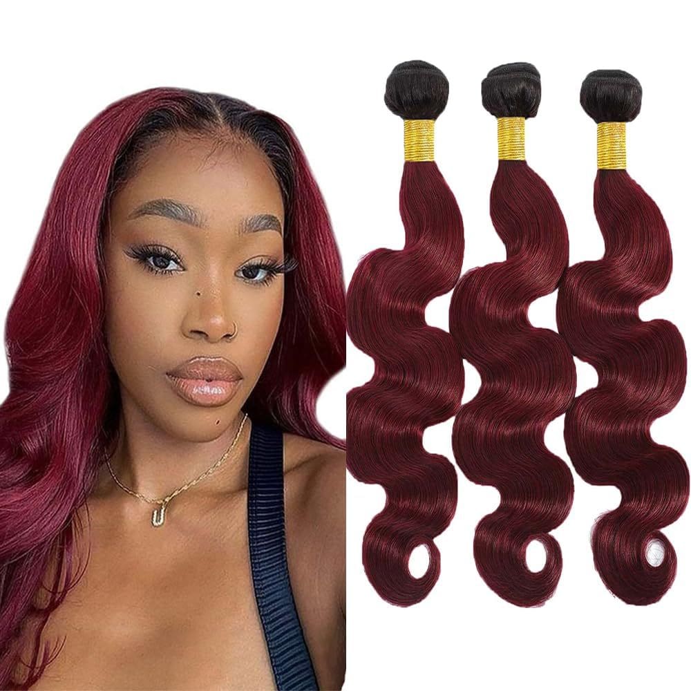 Pacotes de cabelo Biottihair Ombre Red Body Wave 40-50cm