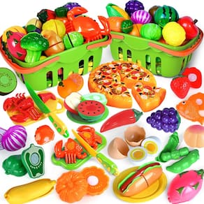 Brinquedo Cutting Play Food Shemira, 100 unidades para crianças com armazenamento