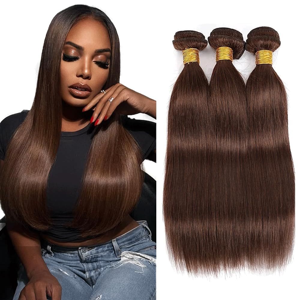 Pacotes de cabelo Raivide Brown Straight Brazilian Virgin 40cm