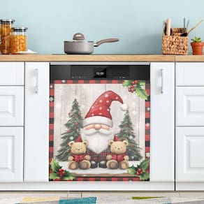 Tampa magnética para lava-louças Christmas Gnomes Buffalo Plaid