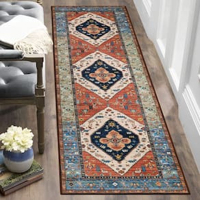 Tapete Runner Lahome Boho 2x5 para corredor, antiderrapante, lavável