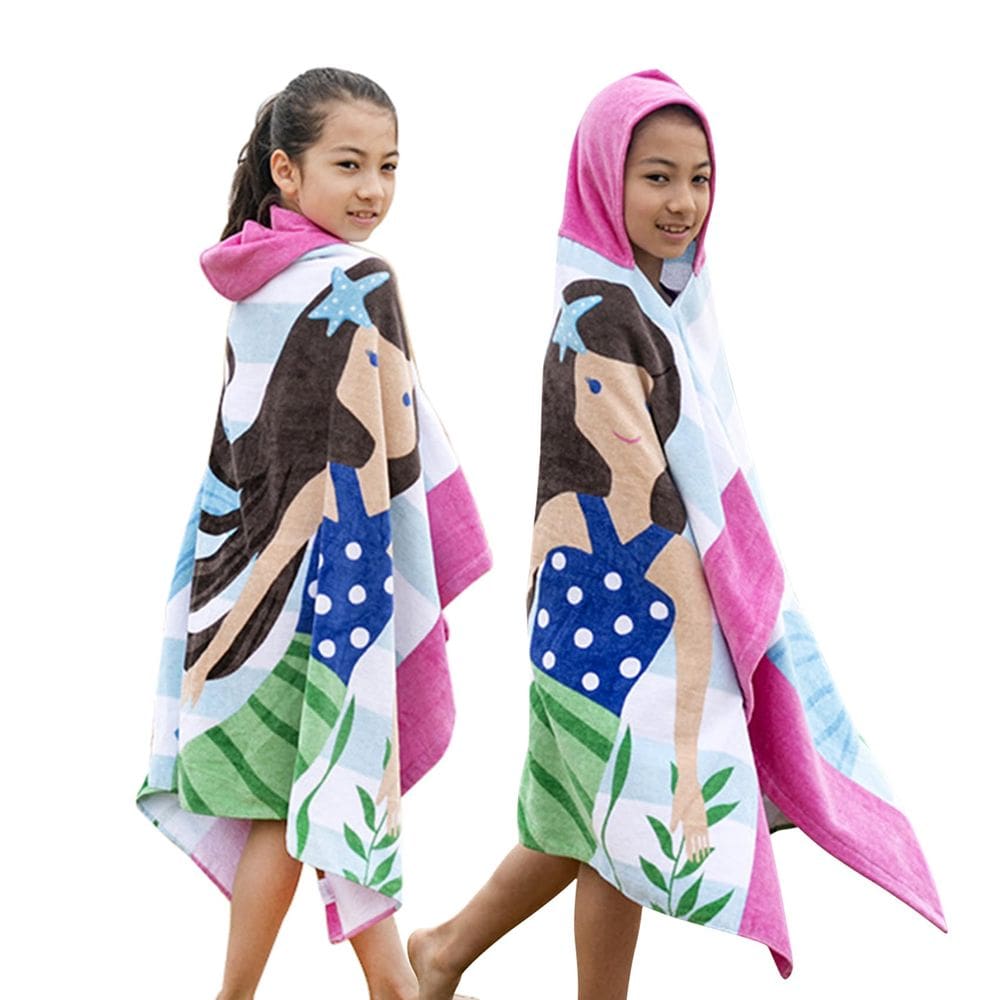 Toalha de banho Bavilk Kids com capuz para piscina de praia 100% algodão