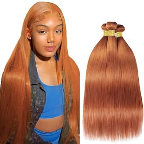 Pacotes de cabelo YOUNGHANN Ginger Orange Straight 40-50cm 3x100g