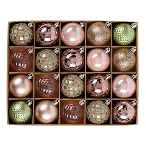 Decoração de enfeites de bola de Natal de Hannah 20 quilates e 6 cm rosa verde