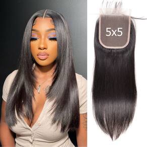 Fecho de cabelo DSEKCAIN Straight 5x5 HD Lace 50cm Virgin Hair