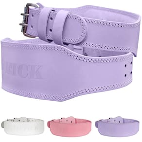 Cinto de levantamento de peso Jaffick para mulheres em couro roxo com 4 cm de largura