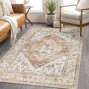 Tapete Area Lahome Boho lavável 90x150cm antiderrapante para casa