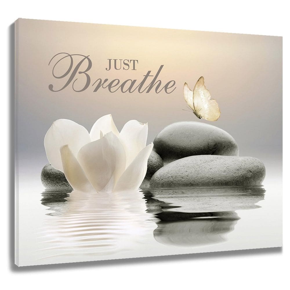 Arte de parede em tela EOBTAIN Zen Butterfly Water Lily 60x40cm