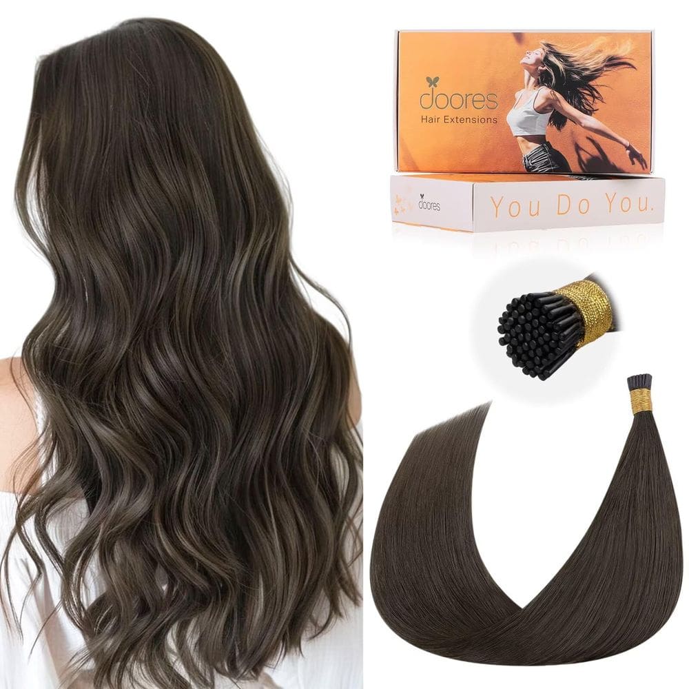Extensões de cabelo DOORES I Tip Remy Hair Mocha Brown 50g/100s 14"