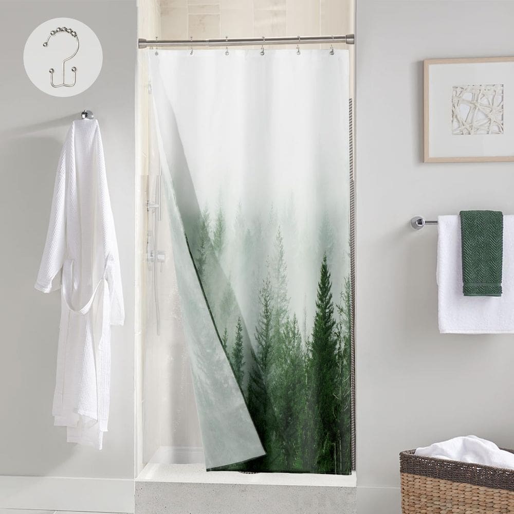 Conjunto de cortinas de chuveiro ORTIGIA 3 em 1 de meia largura 90x180cm com capuz