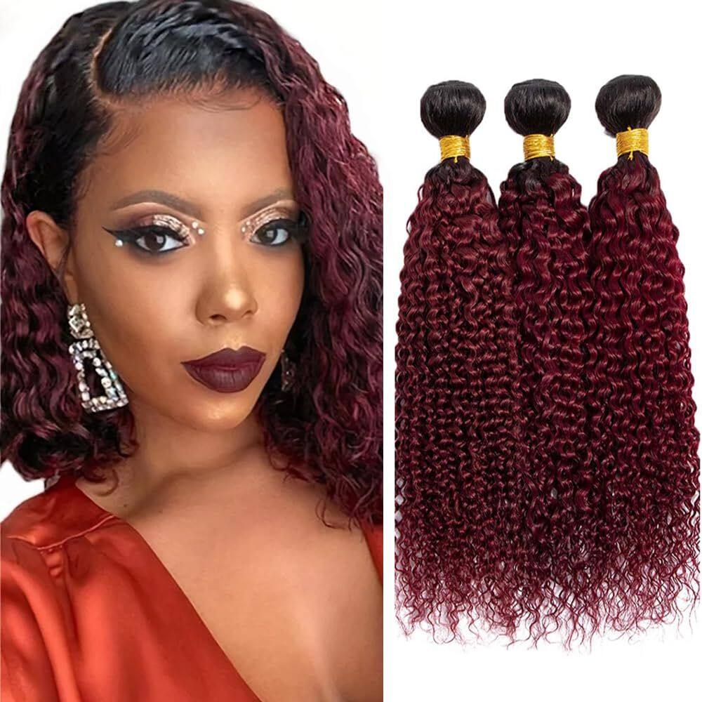 Extensões de cabelo Biottihair Burgundy Kinky Curly 35-45cm
