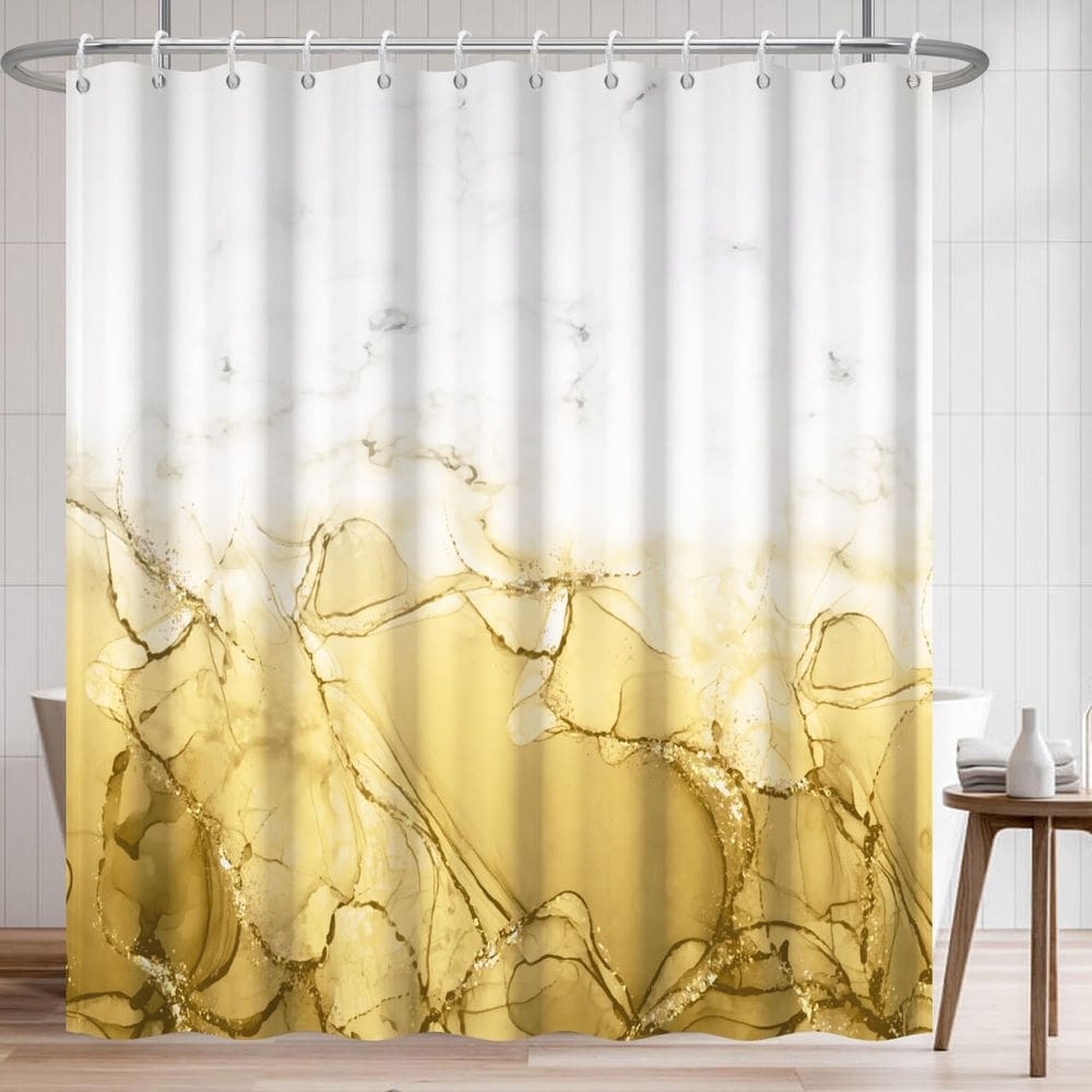 Cortina de chuveiro Uiiooazy Yellow Abstract Marble 180x180cm