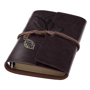 Caderno de diário de couro BEYONG para mulheres e homens, 6,5 x 9,2 cm, preto