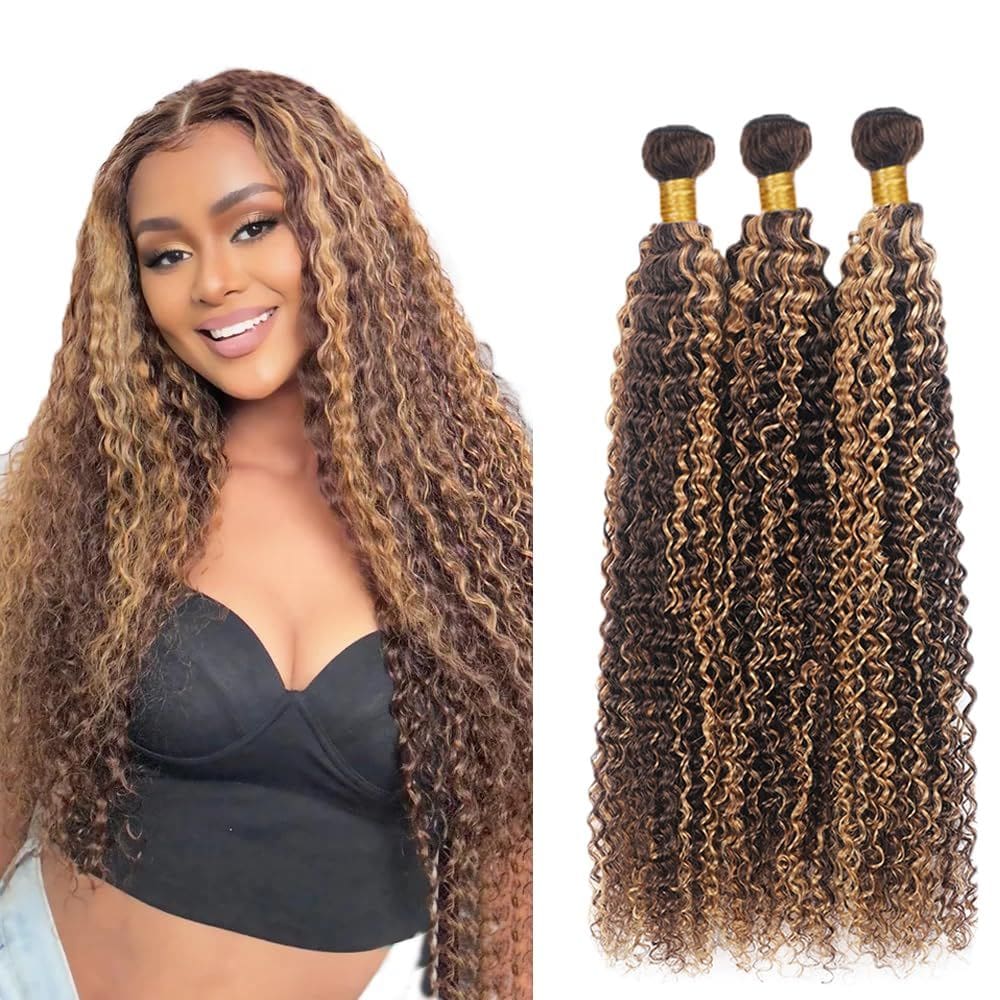 Pacotes de cabelo Freiuoke P4/27 Kinky Curly Brazilian 3 pacotes