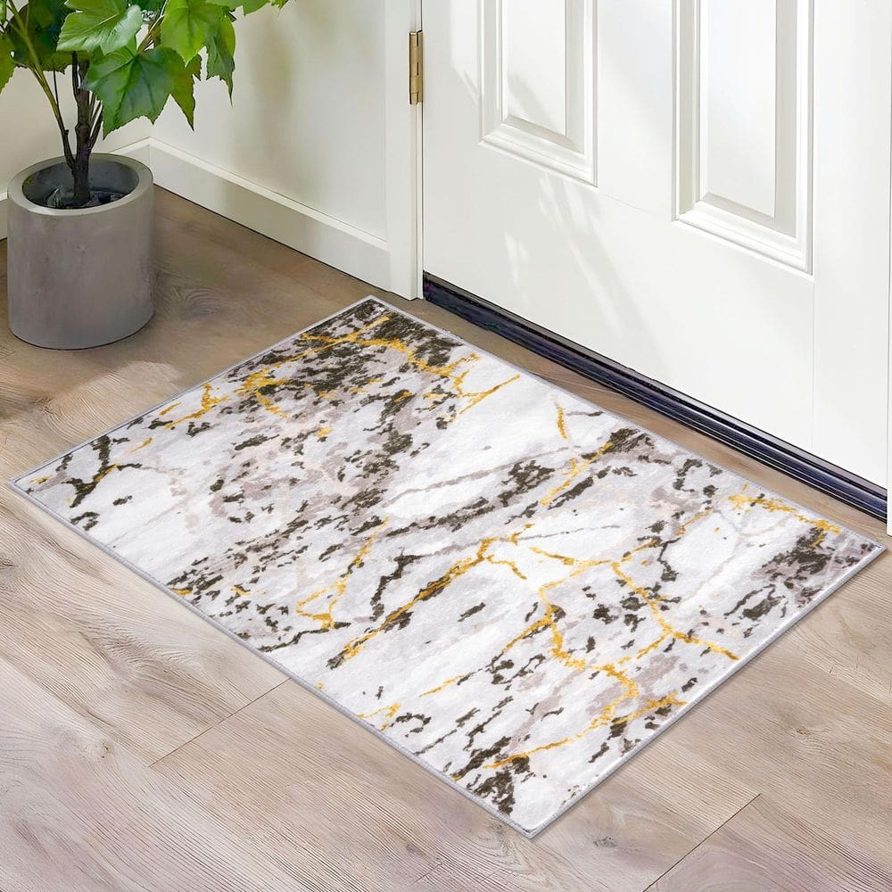 Tapete Lansny Modern Abstract Entryway 60x90cm lavável antiderrapante