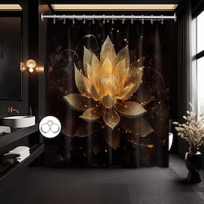 Cortina de chuveiro QGHOT Lotus Black/Gold Flower 180x240cm