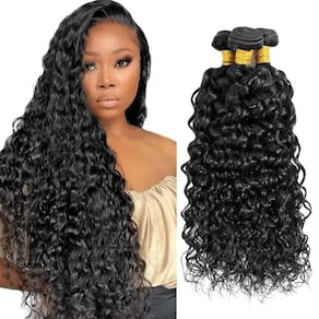 Pacotes de cabelo Fridnae Water Wave Natural Black 1B 12-34 polegadas