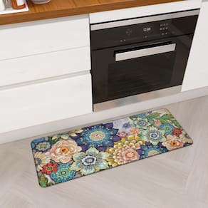 Tubo de tapete de cozinha em espuma viscoelástica floral 44x120cm à prova d`água