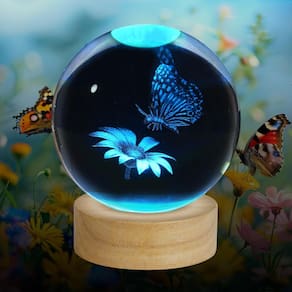 Luz noturna ZXBLAQ 3D Butterfly Crystal Ball com LED de 16 cores