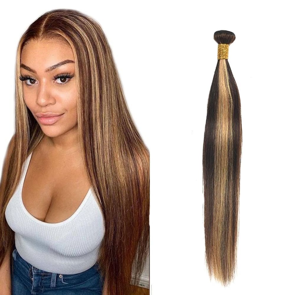 Pacote de cabelo Freiuoke P4/27 Straight 50cm Brazilian Virgin