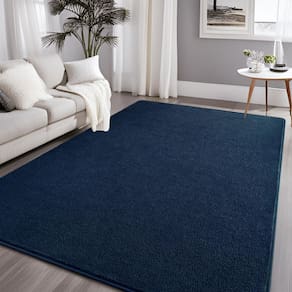 Tapete Area Larhom Nuttumico Soft 120x180cm de algodão azul marinho