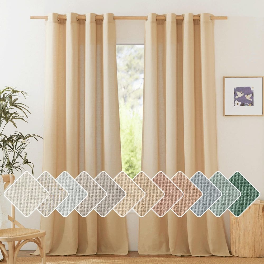 Cortinas NICETOWN Linen Burlap 300 cm de comprimento com ilhó x2