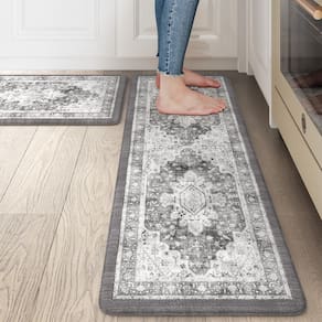 Tapetes de cozinha LEEVAN Memory Foam, antiderrapantes, impermeáveis, 2 peças, cinza claro