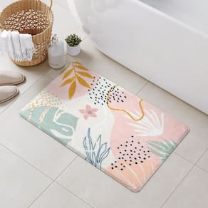 Tapete de banho Uhome Abstract Plant Pink Boho 50x80cm Poliéster
