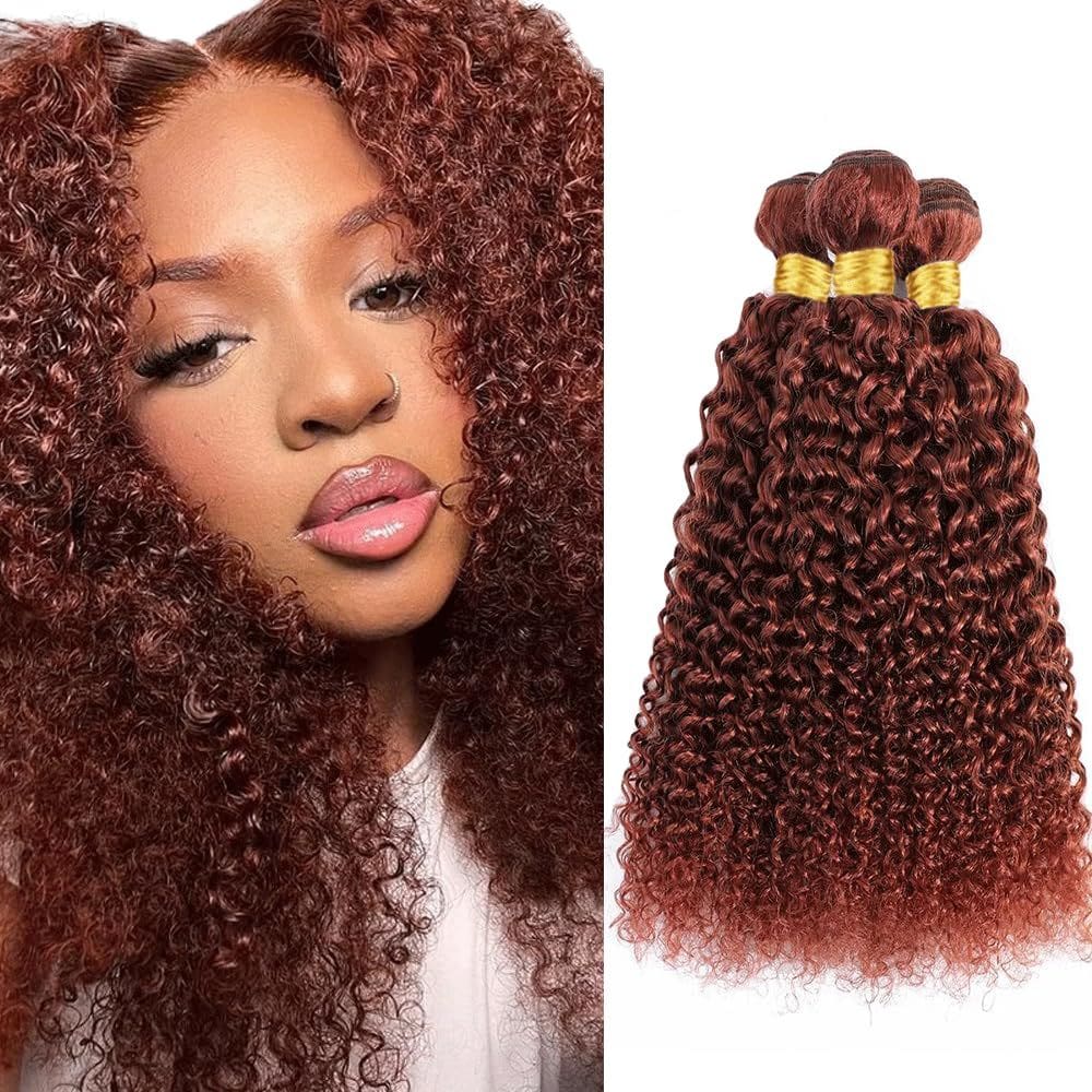 Pacotes de cabelo Fridnae Kinky Curly Copper Red Color #33 14-18in