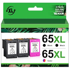 Pacote combinado de cartuchos de tinta TECKKIN 65XL preto/colorido (3x)