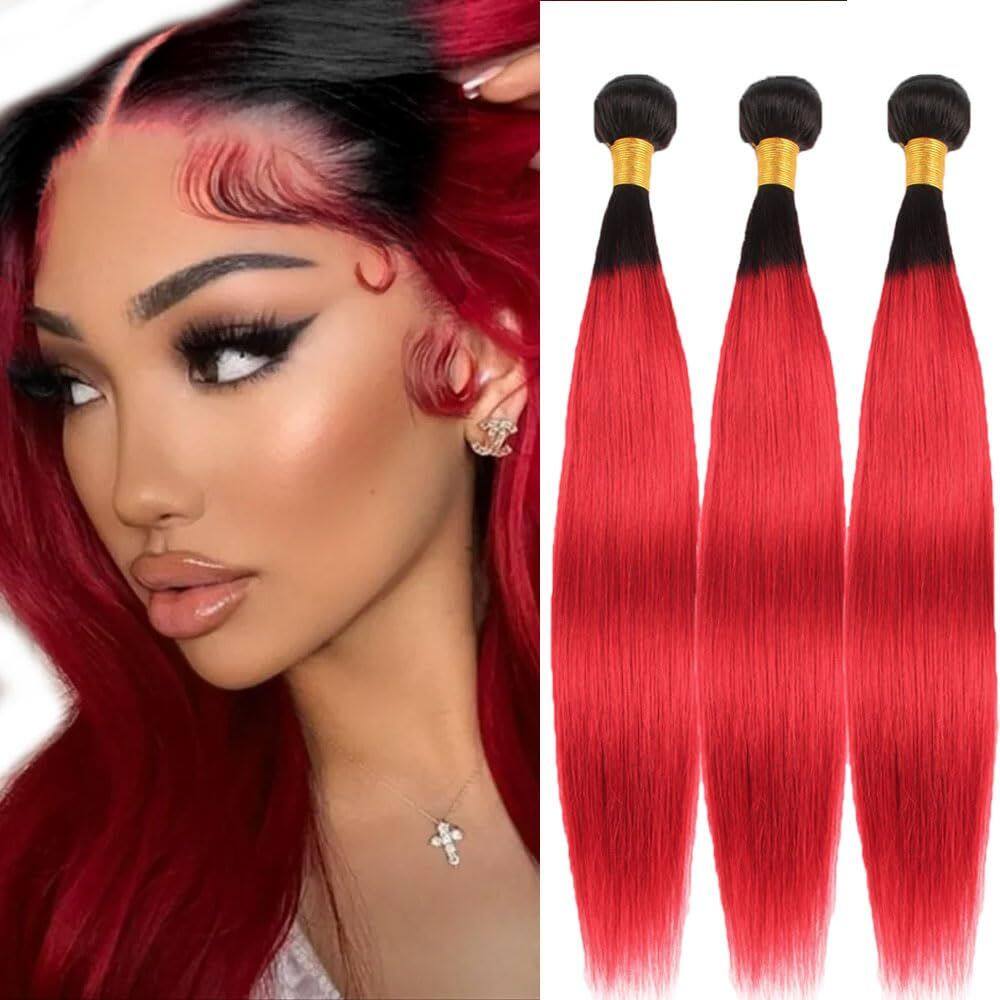 Pacotes de cabelo Raivide Ombre Straight Human Hair 40-50cm