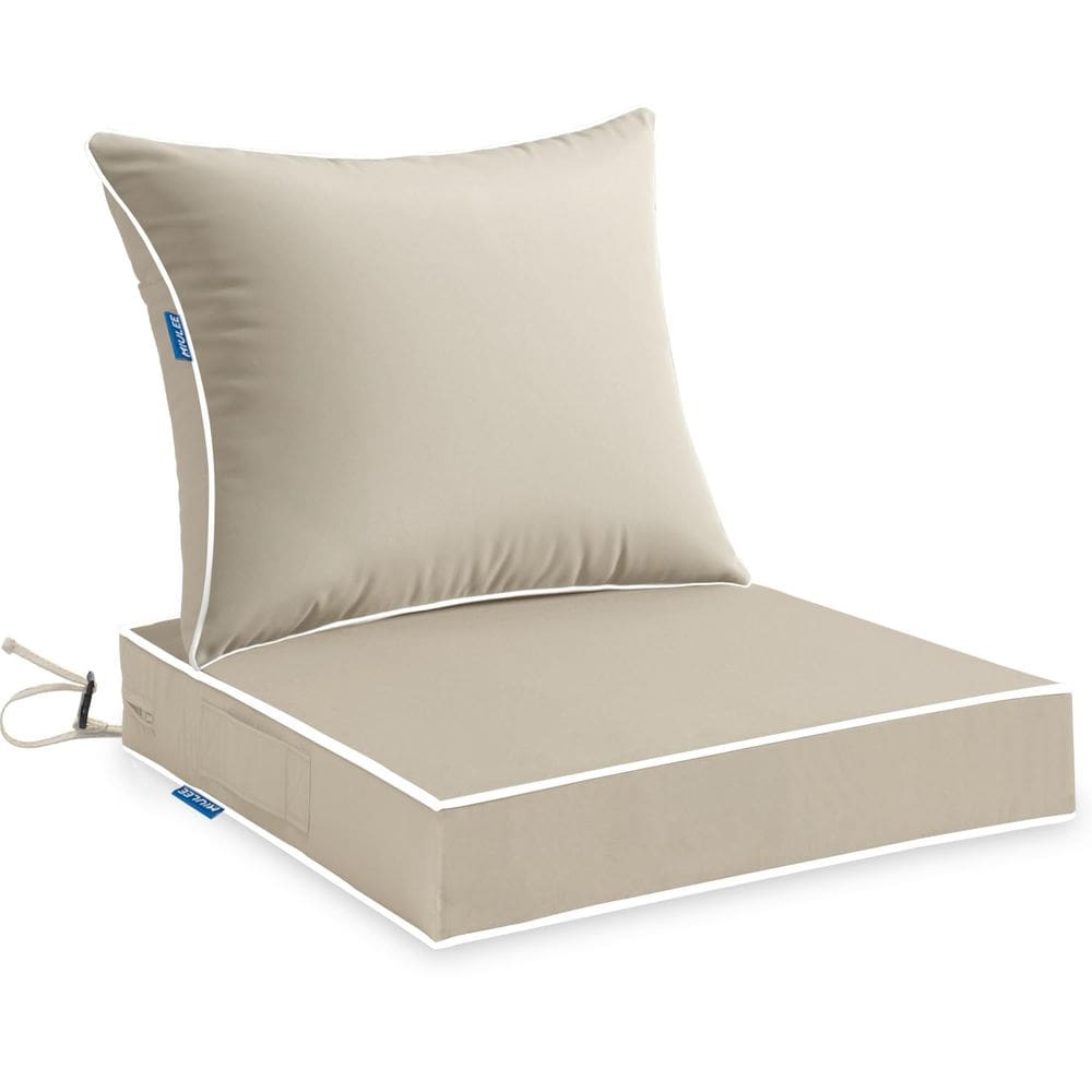 Conjunto de almofadas de assento ao ar livre MIULEE Bege Impermeável 56x56x8cm