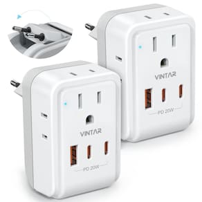 Adaptador de tomada de viagem VINTAR PD 20W com 4 tomadas AC e 3 portas USB