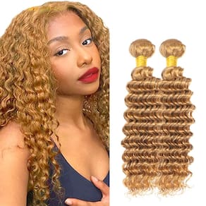 #27 Pacotes de cabelo humano Blonde Deep Wave Necvdcvs 70-75cm 2x100g