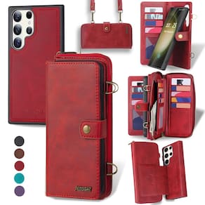 Capa tipo carteira QIXIU para Samsung Galaxy S24 Ultra Red