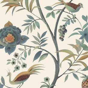 Papel de parede Toduso Vintage Floral Beige 4.1m² Autoadesivo