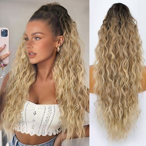 Extensão de rabo de cavalo ORSUNCER Claw, cabelo sintético encaracolado de 30 cm
