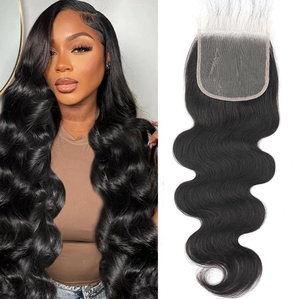 Fecho: AUTTO Body Wave 5x5 HD, transparente, 45 cm, cabelo humano