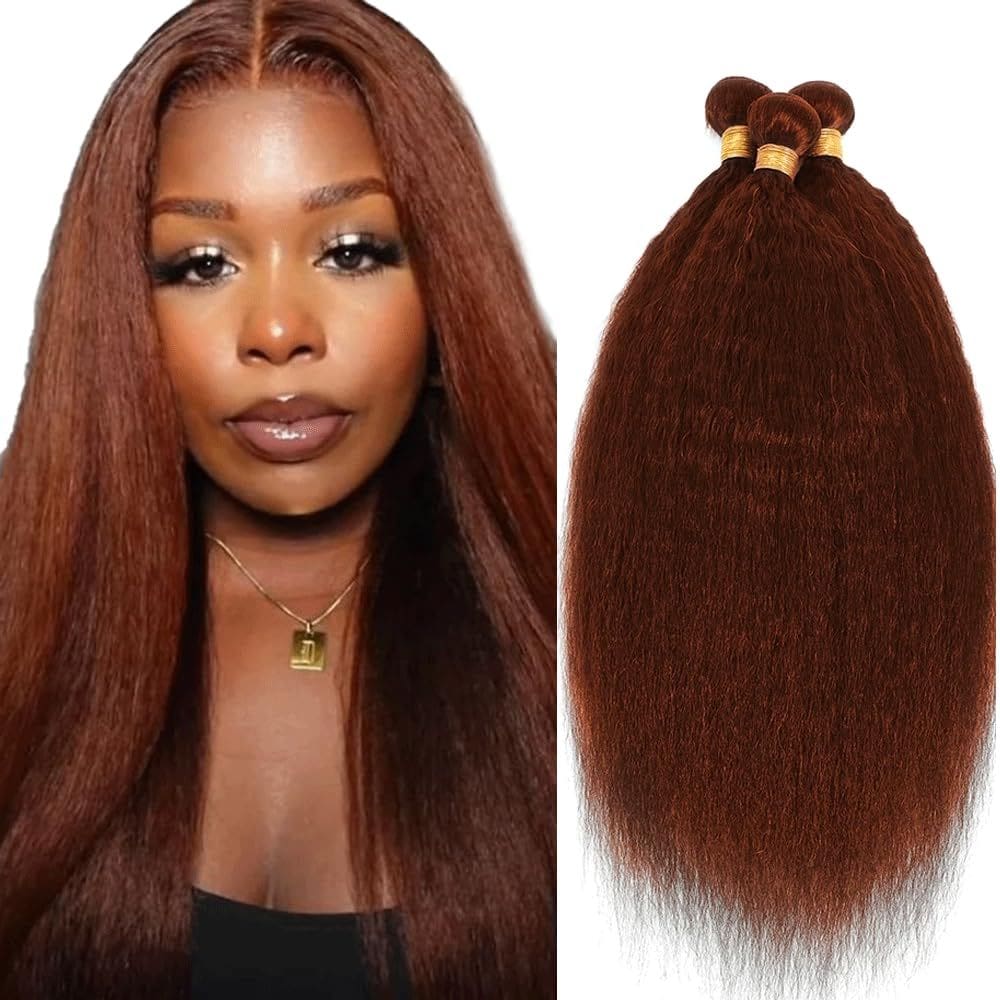 Pacotes de cabelo Fridnae Color 33 Kinky Straight Brown 50-60cm