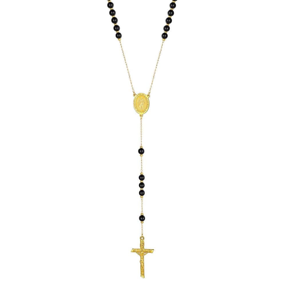 Colar de rosário Supcare em ouro 14k para mulheres e homens