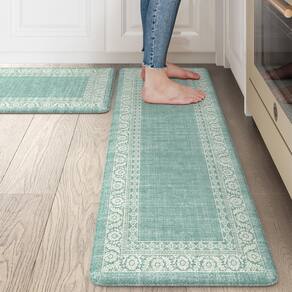 Tapetes de cozinha LEEVAN Non-Slip Memory Foam, conjunto de 2 azul/verde