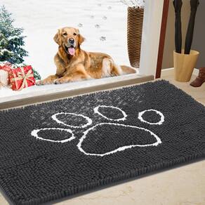 Tapete de porta IM HOME Chenille Absorvente Outdoor 90x60cm Cinza escuro