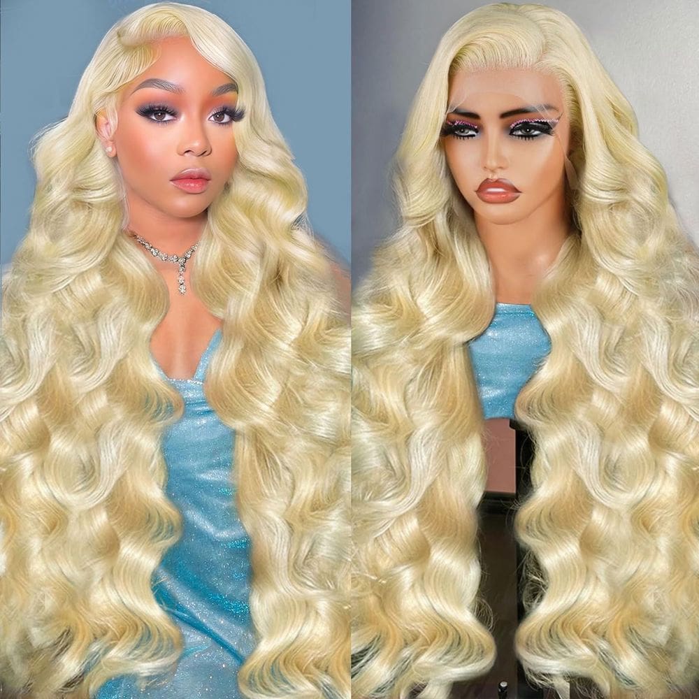 Peruca frontal de renda BOTNNS 613 Blonde Body Wave 26" 200% de densidade