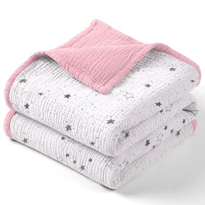 Cobertor de bebê Lulu moon, edredão de musselina, 120x120cm, estrela rosa